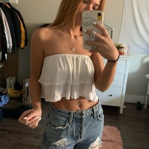 White Tiered Crop Top